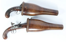 Pair of late 18th century Officer's 8 bore flintlock duelling pistols by Harvey Walklate Mortimer,