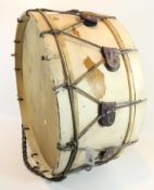 Marching Bass Drum white painted oak laminate with rope bindings,