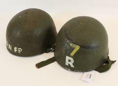 20th century Steel helmet, painted R.