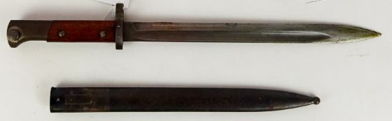 WW2 Czechoslovakian bayonet with two piece wooden grip,blade stamped CSZ/G,