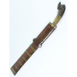 Indonesian short sword of 'Pedang' form from Sumatra, 42cm steel blade,