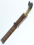 Indonesian short sword of 'Pedang' form from Sumatra, 42cm steel blade,