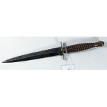 Fairbairn Sykes fighting knife by J Nowill & Sons Sheffield, 17.5cm black blade with ring grip 29.