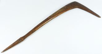 19th century Australian Aboriginal Leangle club with pine cone terminal and all-round hatched grip,