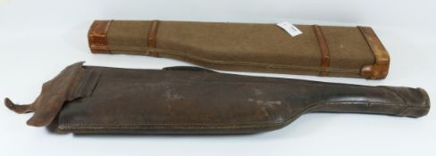 Leather leg of Mutton shot gun case and leather trimmed canvas covered leg of Mutton shot gun case