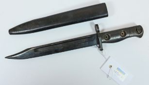 British L1A3 steel knife bayonet handle stamped, guard stamped SB, with scabbard L31.5cm.