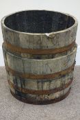 Two 19th century oak and metal bound whiskey barrel planters, D68cm,