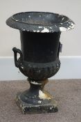Victorian cast iron garden urn with handles, D52cm,