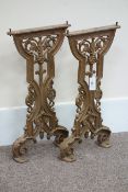 Pair Victorian cast iron acanthus leaf table end supports,