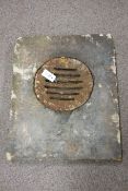 Yorkshire stone paving slab with cast iron rain grate Condition Report <a