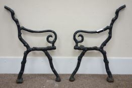 Pair 19th century railway type branch bench end supports,