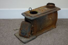 19th century French cast iron wood burning stove, W30cm, H40cm,