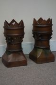 Pair large salt glazed terracotta chimney pots Condition Report <a href='//www.