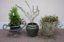 Two glazed planters and another planter Condition Report <a href='//www.