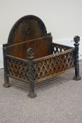 19th century fire basket, arched back with flower motif,