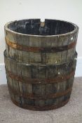 Two 19th century oak and metal bound whiskey barrel planters, D68cm,