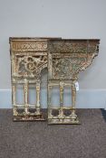 Pair 19th century ornate cast iron console table end supports,