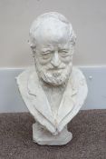 Composite stone bust of an elderly gentleman,