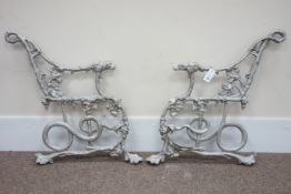 Cast aluminium 'Coalbrookdale' style dog mask bench end supports,