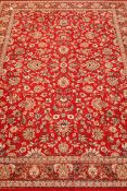 Baghdad Ziegler design red ground rug carpet, machine knotted wool,