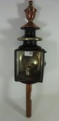 Victorian copper and Japanned metal Coaching lamp by J.