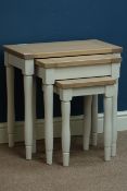 Oak and painted nest of three tables, W58cm Condition Report <a href='//www.