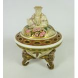 Late 19th Century Royal Worcester ivory ground pot-pourri vase with pierced cover with elephant