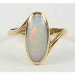 Modernist hallmarked 9ct gold ring set with an oval opal Condition Report <a