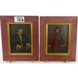 Pair of 18th/ 19th Century miniature portraits of Continental gentleman oil paintings on panel 8.