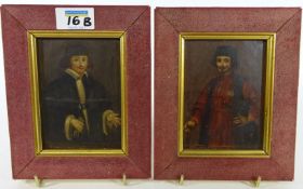 Pair of 18th/ 19th Century miniature portraits of Continental gentleman oil paintings on panel 8.