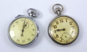 WWII Army issue nickel plated pocket watch stamped G. S. T. P.