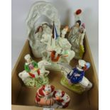 19th Century and later Staffordshire figures in one box (6) Condition Report <a