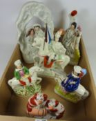 19th Century and later Staffordshire figures in one box (6) Condition Report <a
