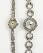 Vintage hallmarked silver cocktail watch and a similar modern watch stamped sterling WATCHES - as