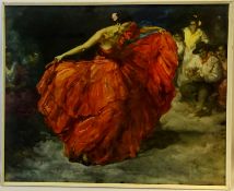 The Red Skirt, mid 20th Century colour print after Francisco Rodriguez Sanchez Clement (Spanish,