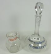 19th/ early 20th Century Robertson Bros & Co Sherry mallet shaped decanter with stopper and a 19th/