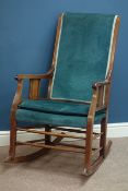 Edwardian inlaid mahogany upholstered rocking chair Condition Report Repair to