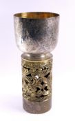 By John Sutherland Hawes for Aurum, a modern commemorative parcel-gilt silver goblet, London 1976,