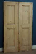 Two 19th century stripped pine doors, W95cm,