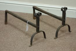 Pair of 18th century wrought iron fire dogs Condition Report <a href='//www.