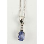 Tanzanite platinum set pendant and necklace both hallmarked Condition Report <a