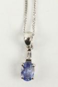 Tanzanite platinum set pendant and necklace both hallmarked Condition Report <a