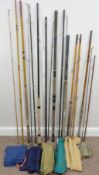 Split cane three piece coarse fishing rod and five fibre glass coarse rods (6) Condition