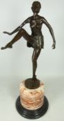 Art Deco style bronze model of a girl on marble base after D.