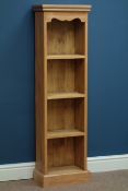 Narrow pine open bookcase, W36cm, H128cm, D21cm Condition Report <a href='//www.