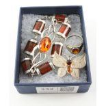 Amber jewellery stamped 925, silver Condition Report <a href='//www.