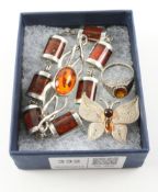 Amber jewellery stamped 925, silver Condition Report <a href='//www.