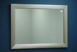 Rectangular silver finish framed wall mirror, bevelled glass,