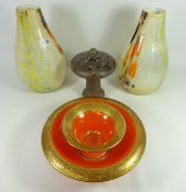 Pair of Venetian type glass vases,