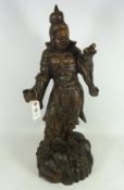 Carved wood figure of a Chinese warrior H62cm Condition Report <a href='//www.